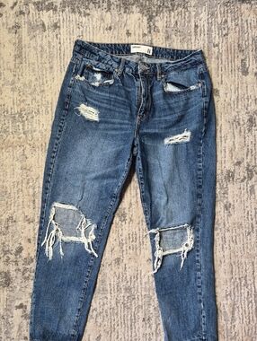 Garage Ripped Boyfriend Jeans Straight Leg Distressed Grunge Punk
